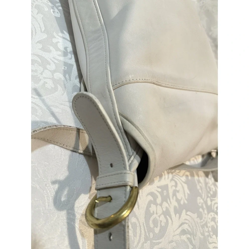 Coach Vtg Whitney Shoulder Bag Leather USA Bone White 4115 rounded front flap